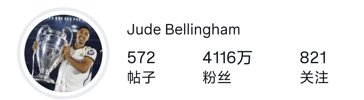 国家德比的影响力在国家德比一传一射后，贝林的IG一天内涨粉36w，赛后的更新收到