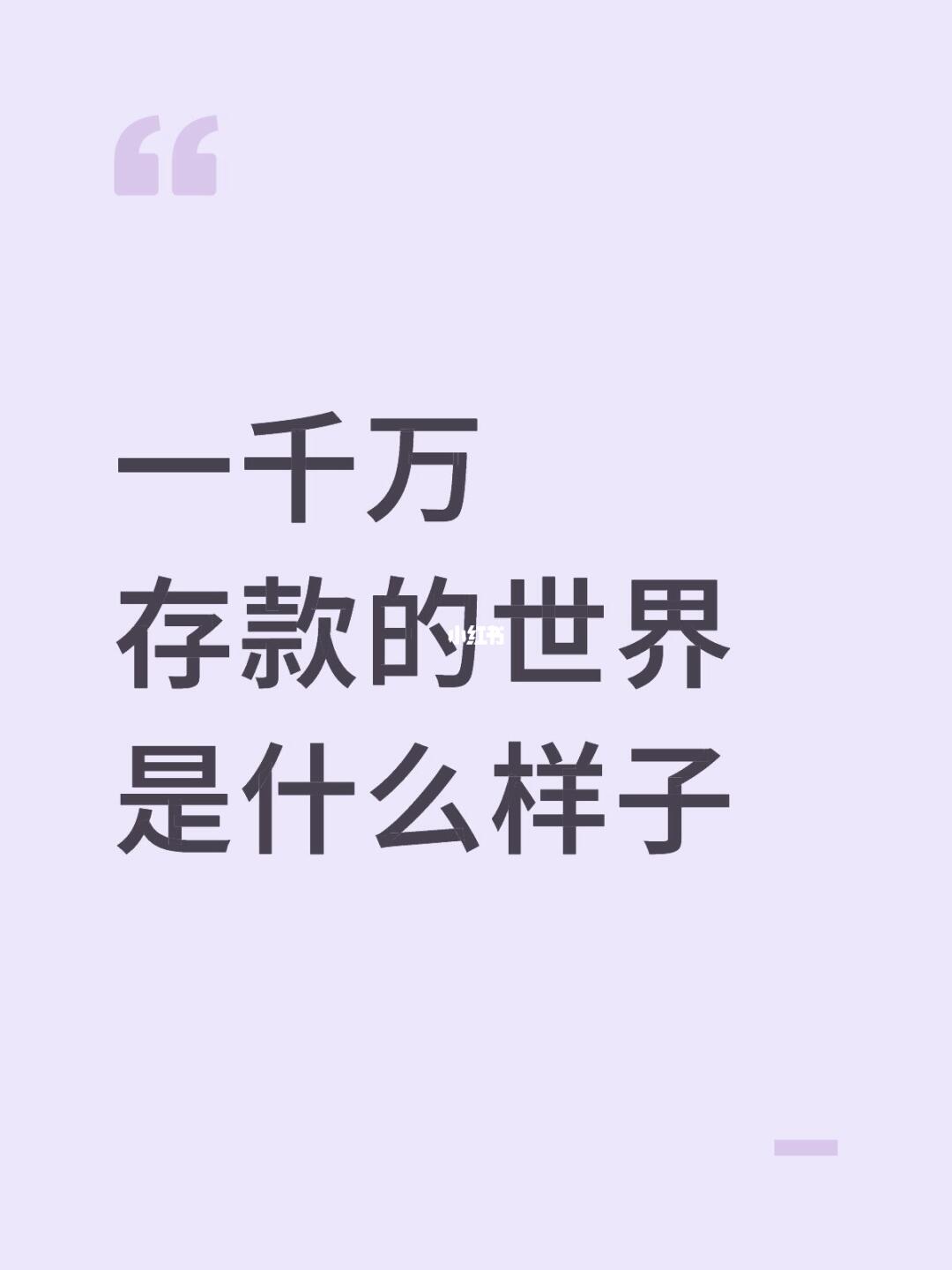 一千万存款的世界是什么样子