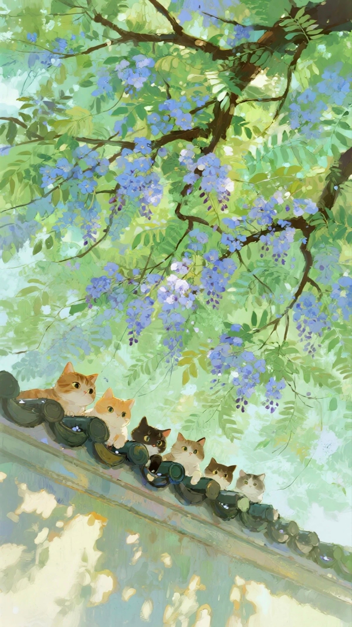 动漫次元新星计划治愈系壁纸 治愈人心的小猫壁纸。春色撩人，风动花枝，猫窥人间皆是