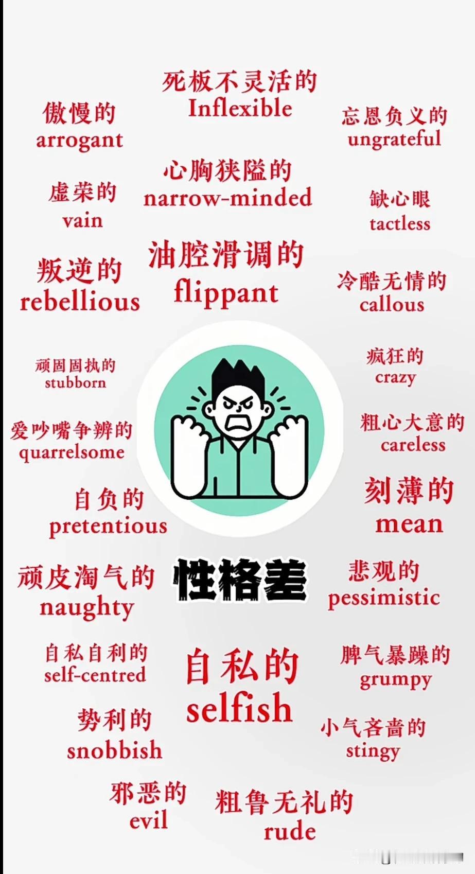 跟“性格差”有关的英语词汇