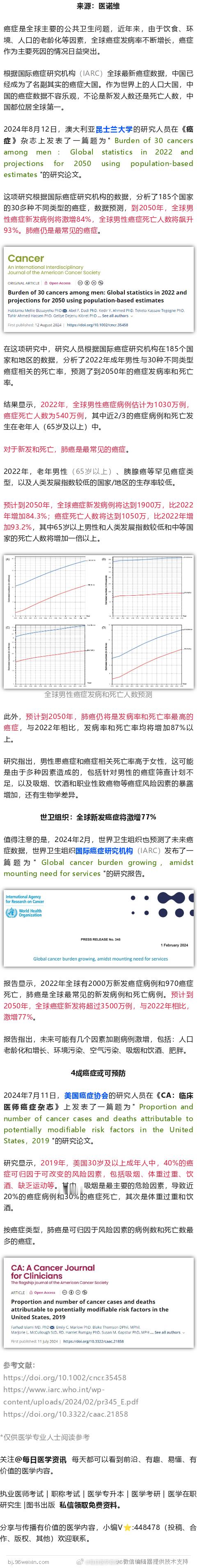 全球数据显示，男性新发癌症或将激增84%，癌症死亡将飙升93%2024年8月12