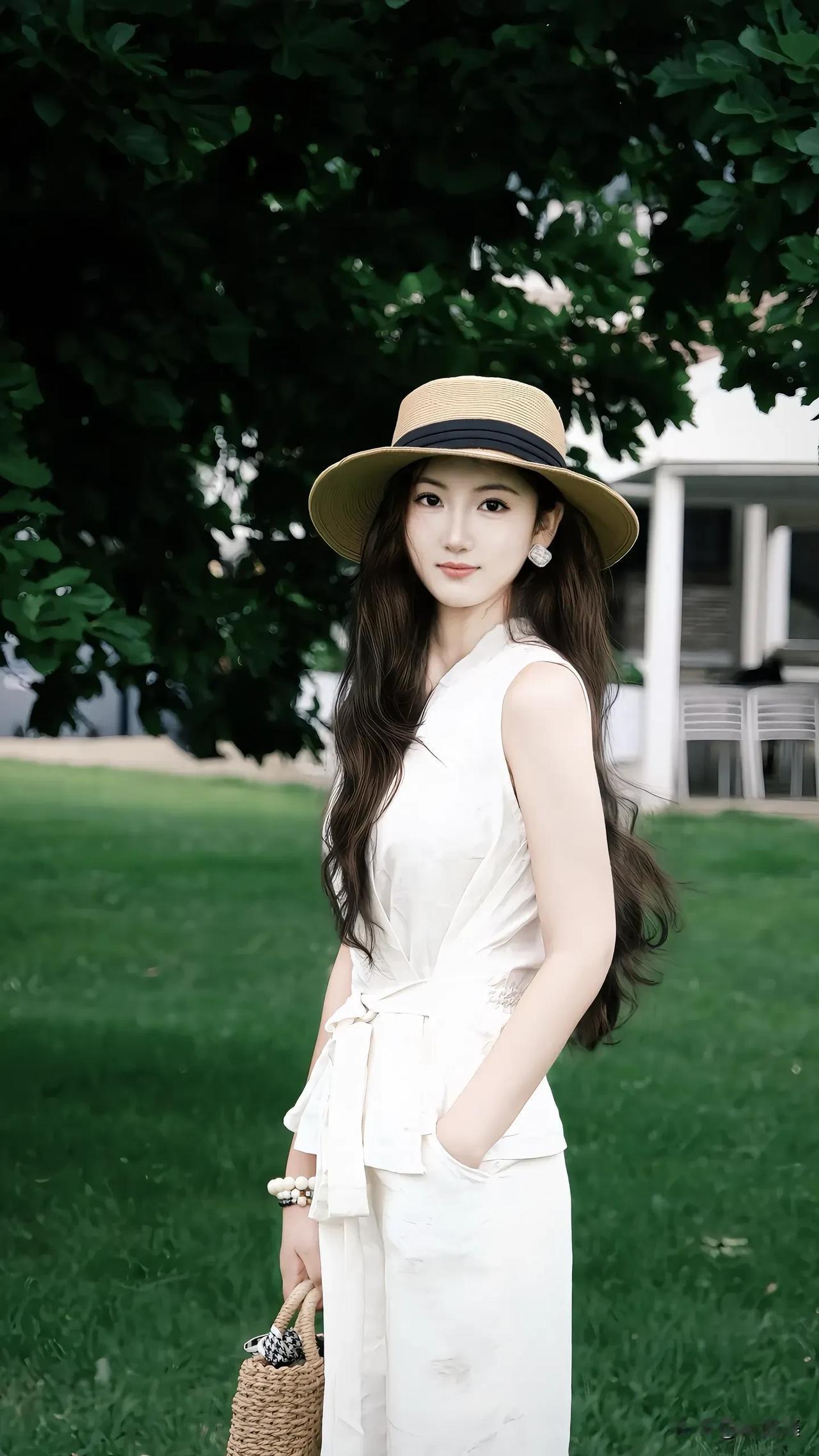 夏日清新穿搭，草帽与白裙的完美搭配，优雅又自在。