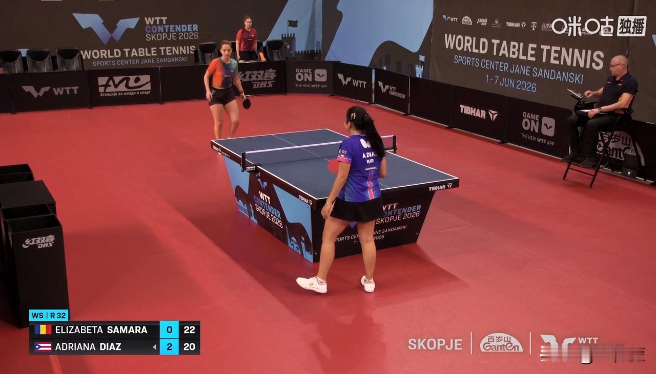WTT常规挑战赛斯科普里站2026丨女单1/16决赛
迪亚兹🇵🇷3-1萨马拉