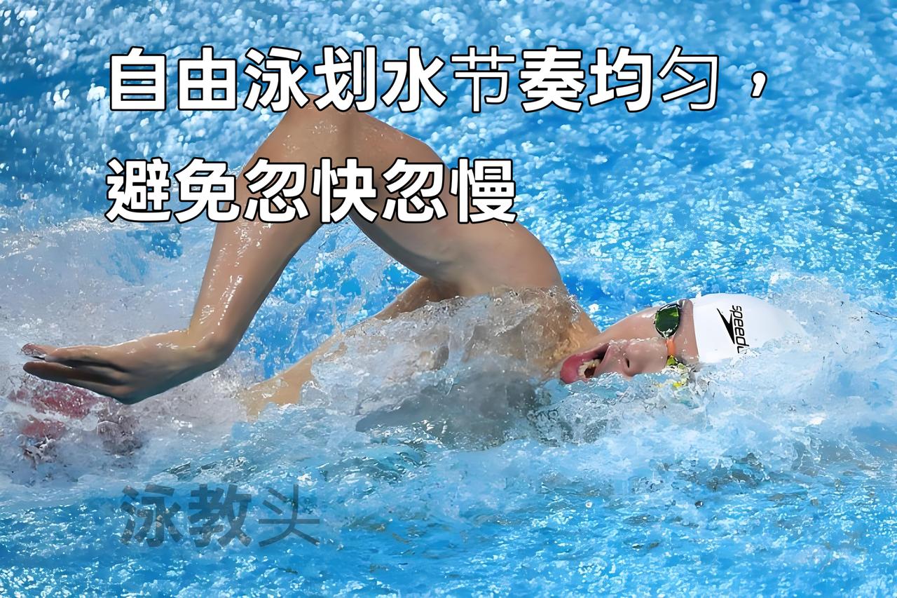 泳教头 | 泳讲堂：自由泳划水节奏均匀，避免忽快忽慢
 
游自由泳时划水忽快忽慢