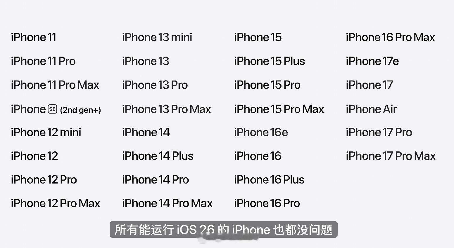 能升级iOS 26的设备都能升级27，甚至iPhone 11还在更新列表里 