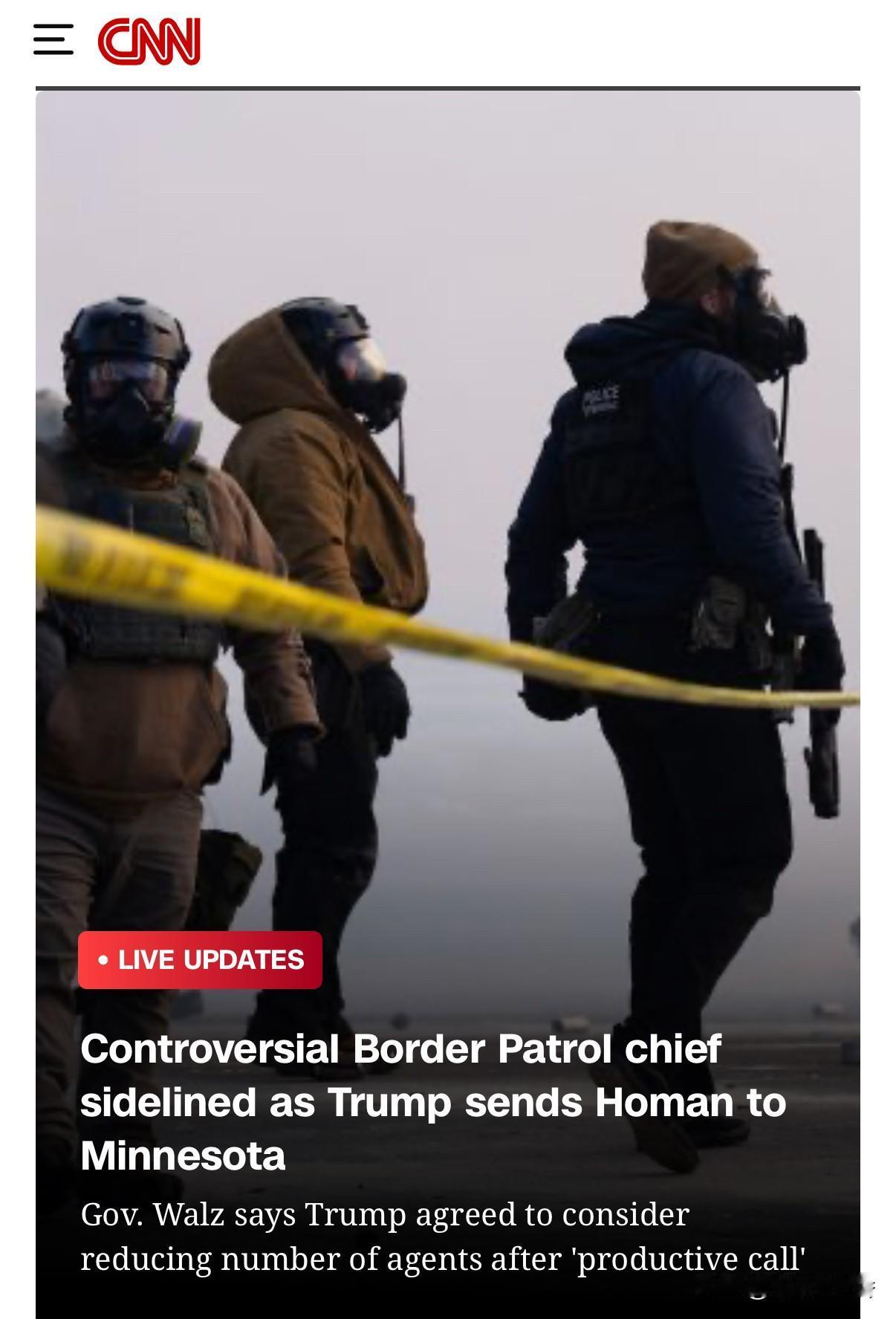 在美国明尼苏达执行任务的国民警卫人员的装备，像是在打一场“生化武器战”。
   