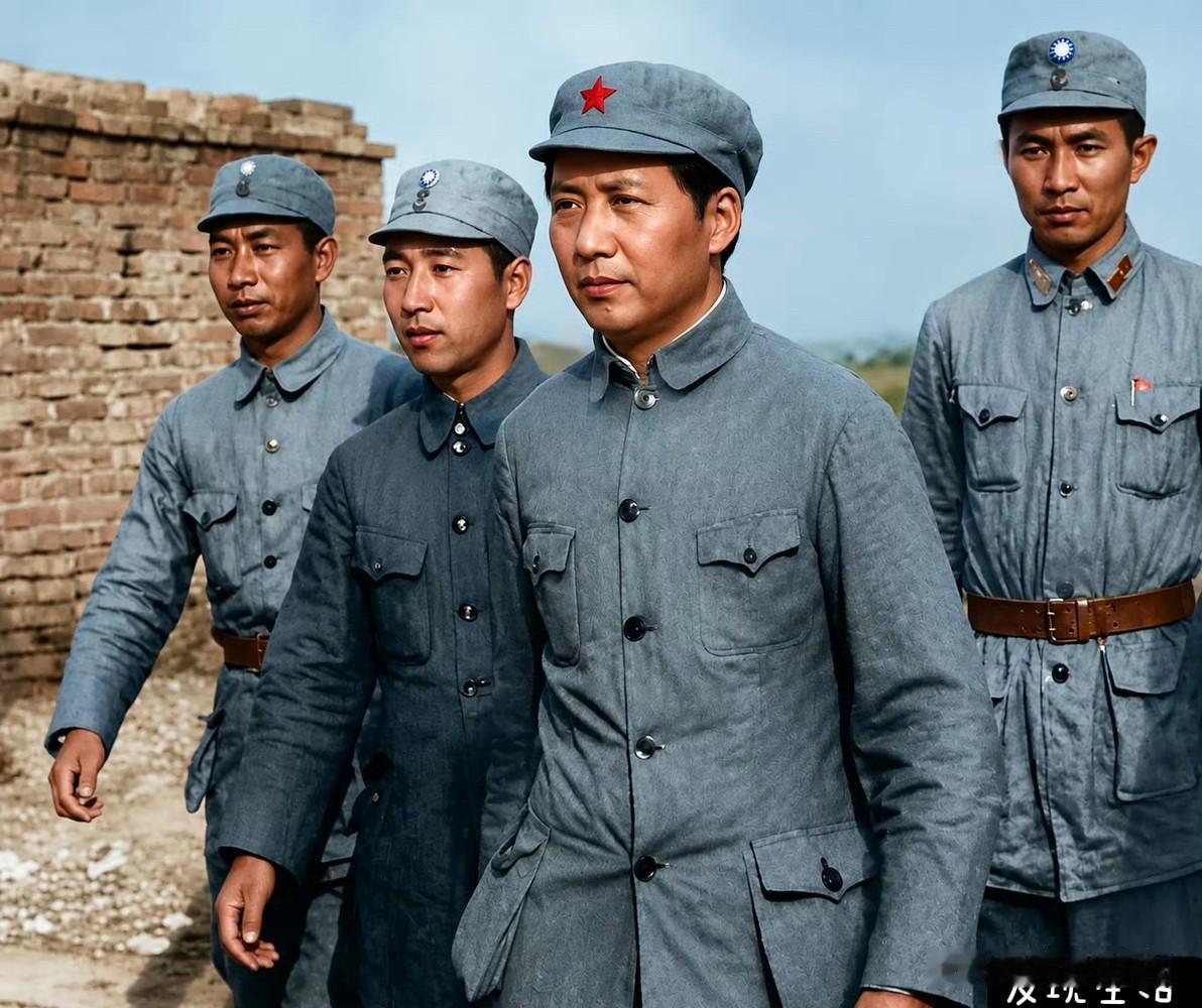 教员这张在延安时期的照片看上去风神俊朗、器宇轩昂、从容笃定、不怒自威。

胸中自