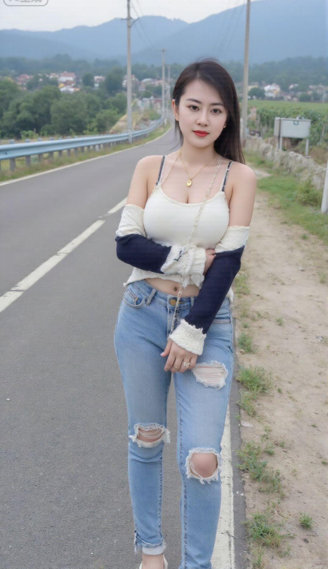 紧身牛仔裤 单身小姐姐