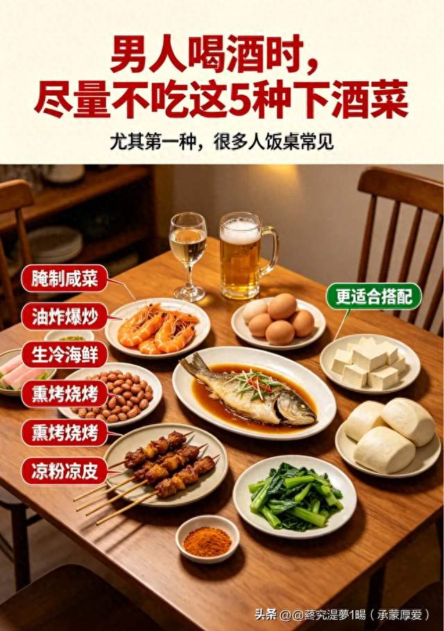 男人喝酒时，尽量不吃这5种下酒菜，尤其第一种，一定要记住