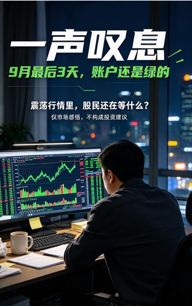一声叹息
转眼，9 月就只剩下最后三个交易日。 打开账户扫一眼，依旧是一片绿色，