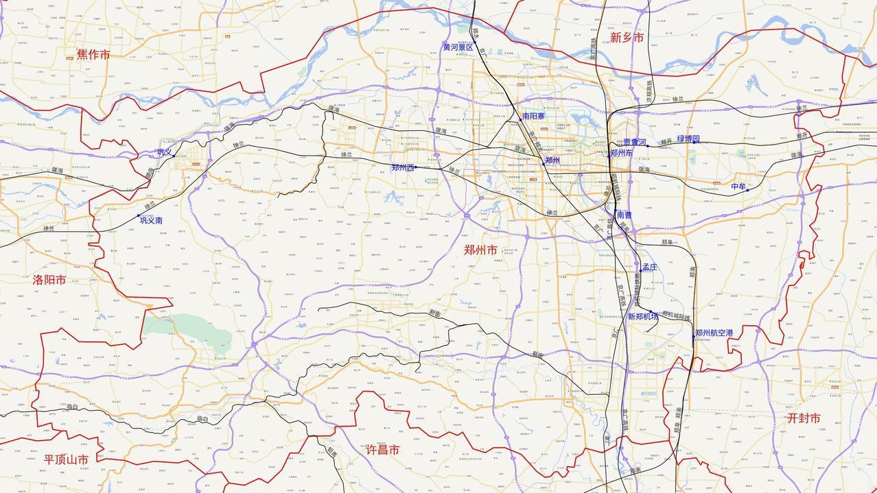 河南省郑州市铁路及客运站分布图
根据铁路12360数据，河南省郑州市目前有以下1