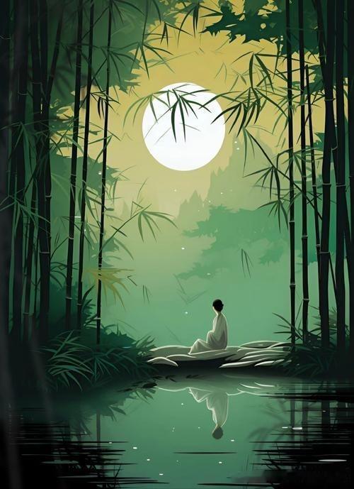 《夏夜》
——宋:朱淑真
花底杯倾演漾金，
月边风细竹阴阴。
故人清远更真绝，