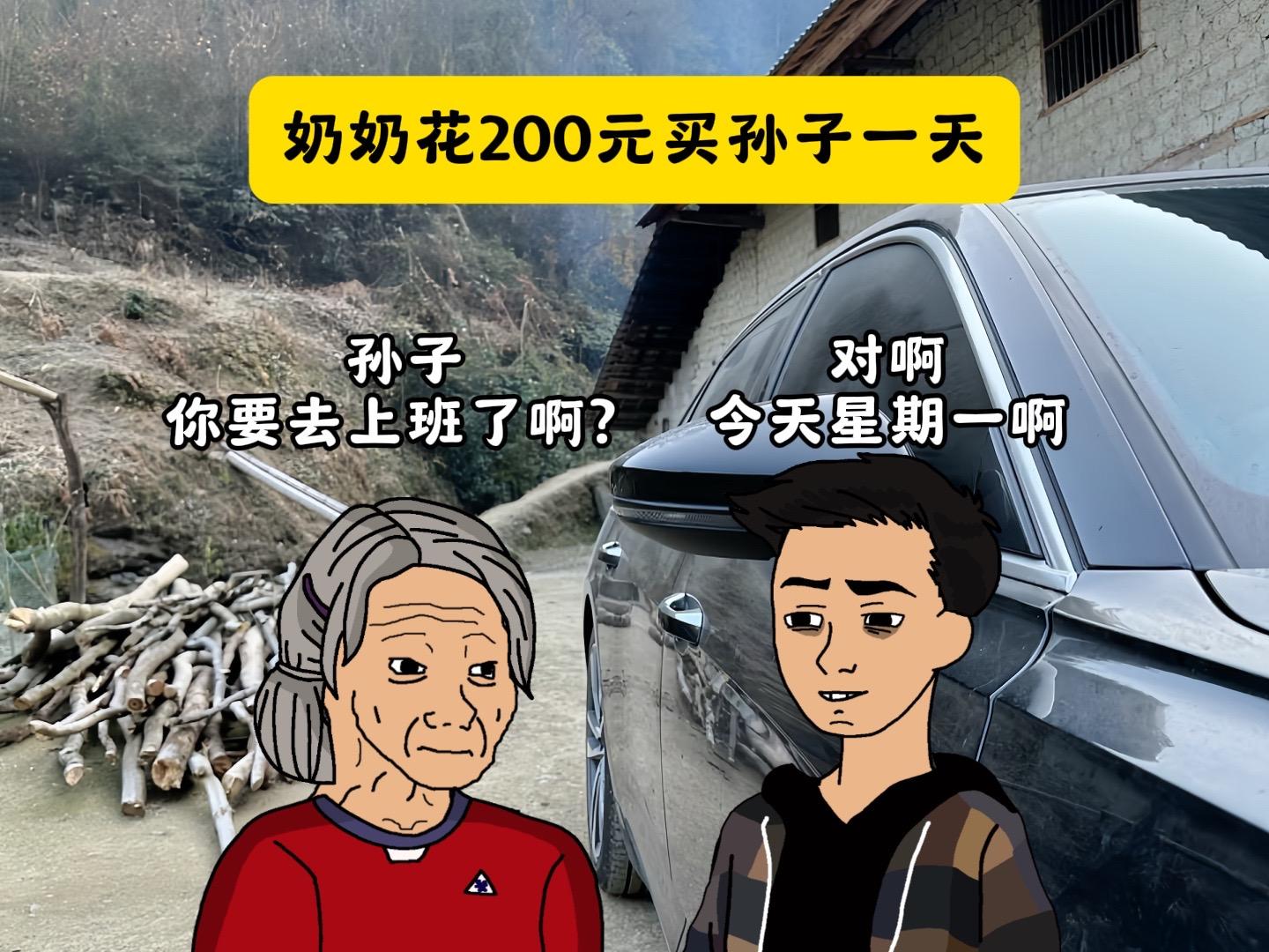 奶奶花200元买孙子的一天。