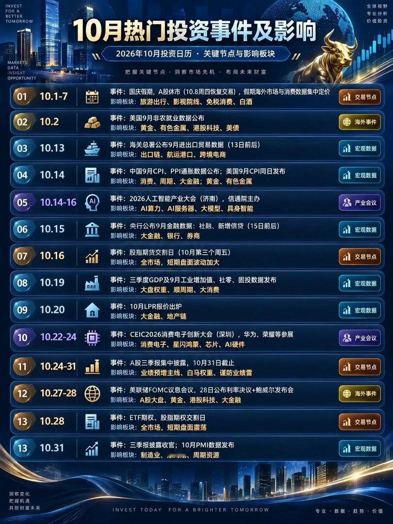 10月投资日历 ​​​