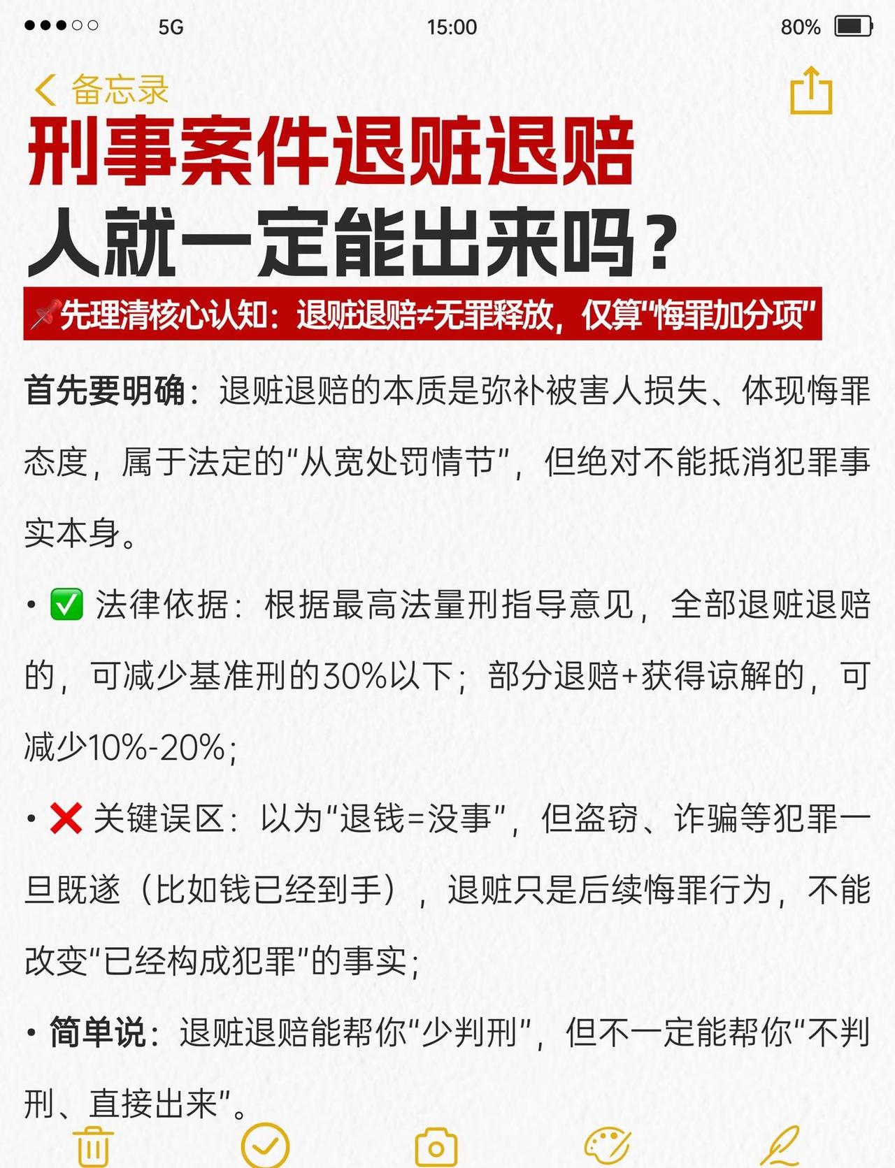 刑事案件退赃退赔，人就一定能出来？
很多当事人和家属都有个执念：“只要把钱退了，