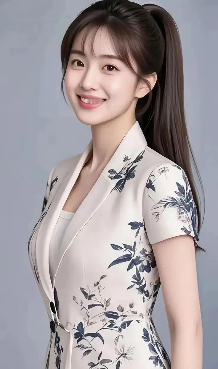 温柔甜美的少女，微笑面对镜头。