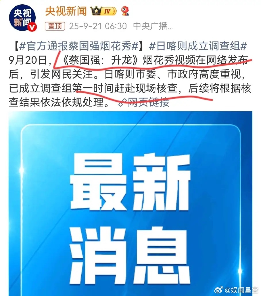 后悔也晚了，蔡国强道歉后，央视也发布了成立了调查组。除了始祖龙策划这场没意义的烟