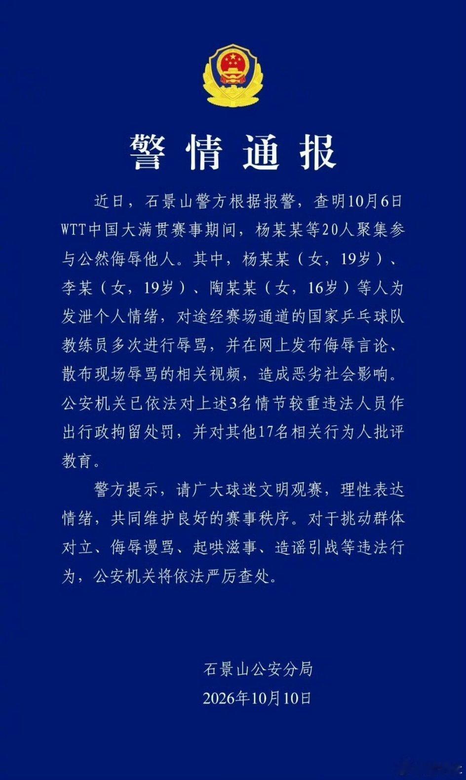 警方通报王皓被围堵辱骂处理结果为啥辱骂他，有点不懂。。 ​​​