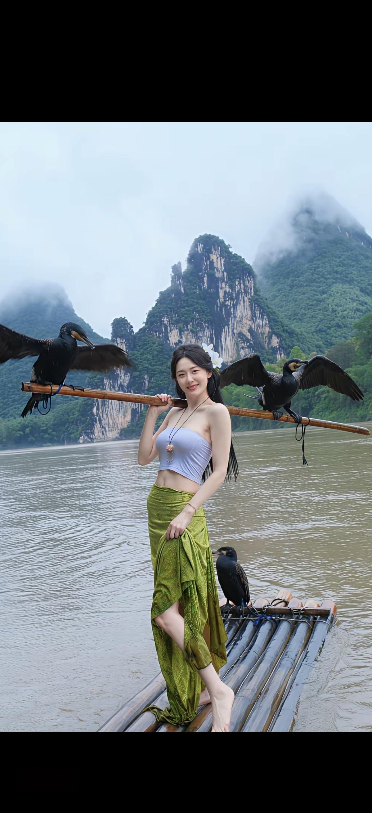 乘舟游碧水，笑看云卷云舒。