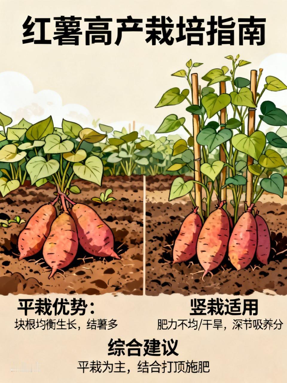 红薯要高产,平栽还是竖栽? 红薯要高产，平栽还是竖栽是个值得探讨的问题。我种红薯