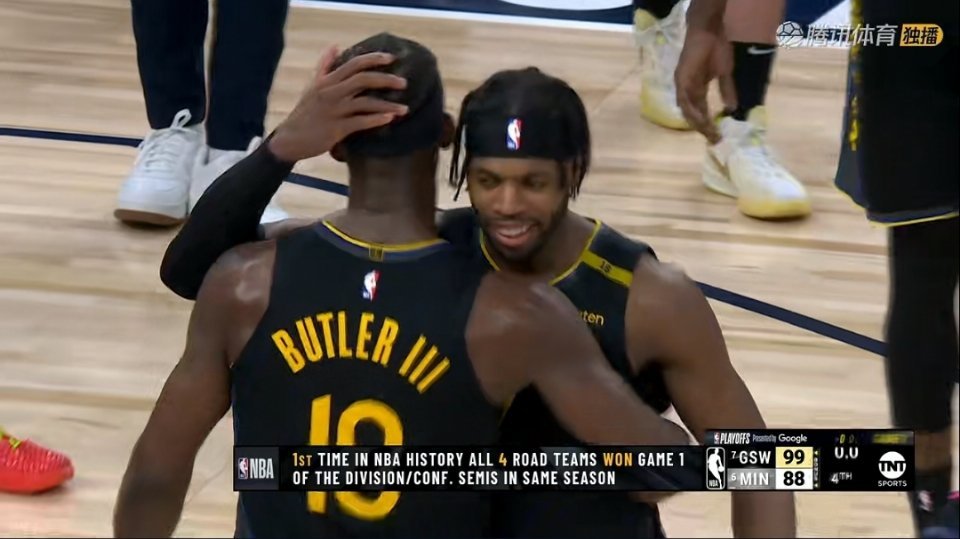 勇士99-88森林狼，大比分1-0领先！库里伤退的情况下我们拿下了G1，希尔德2