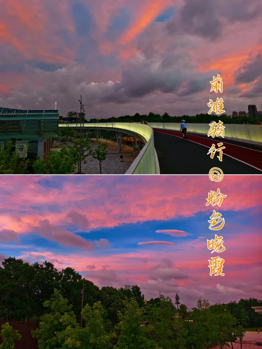 前滩骑行|遇到了绝美的粉色晚霞
