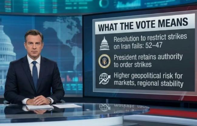 财联社4月16日电，美国参议院投票，以52-47票阻止了一项旨在阻止美国在未经国