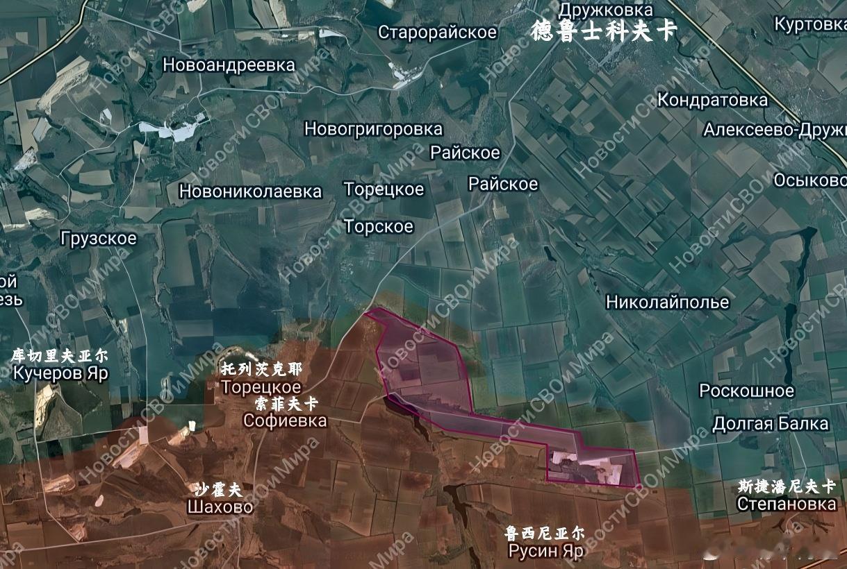 俄军在沙霍夫东北推进来源：Новости СВО и Мира 🇷🇺©、DI