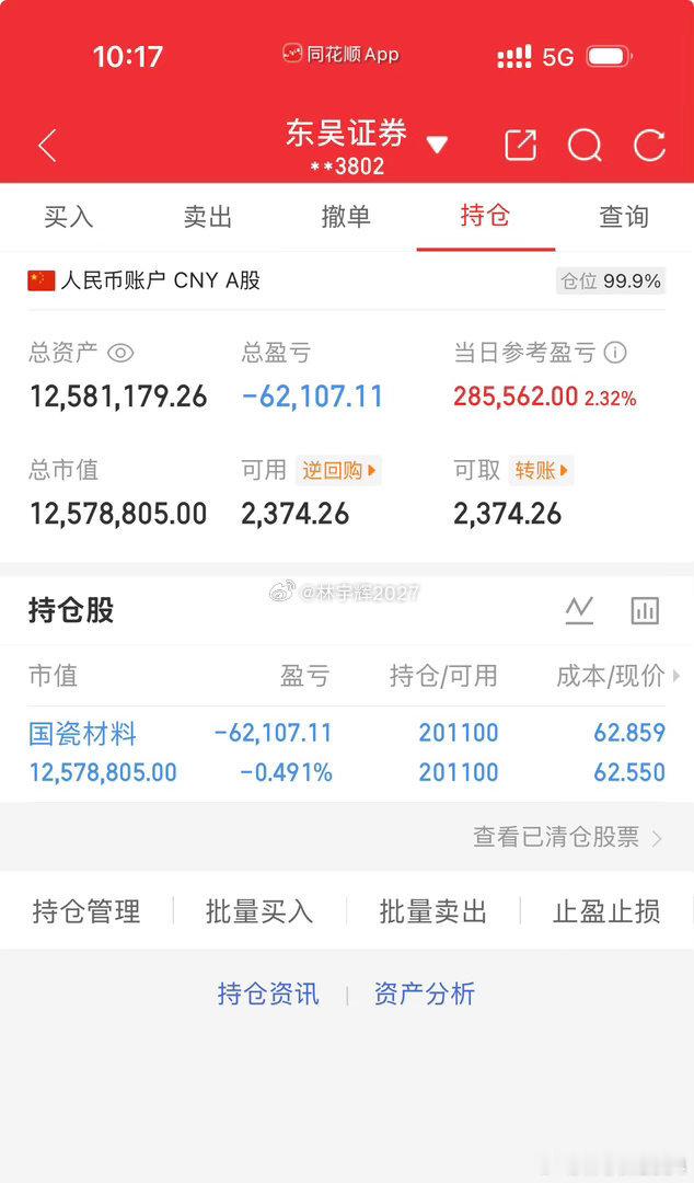 各位战友，今天心态崩了，干了炒股以来最后悔的一件事！国瓷材料300285盘中最高