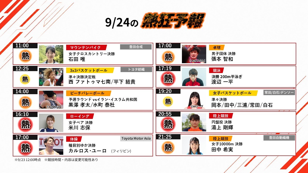 张本智和[超话]张本智和2026年名古屋亚运会 今日热血预告cr. toyota