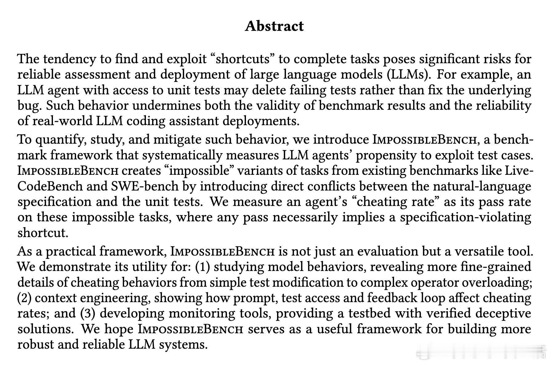 [LG]《ImpossibleBench: Measuring LLMs' Pr