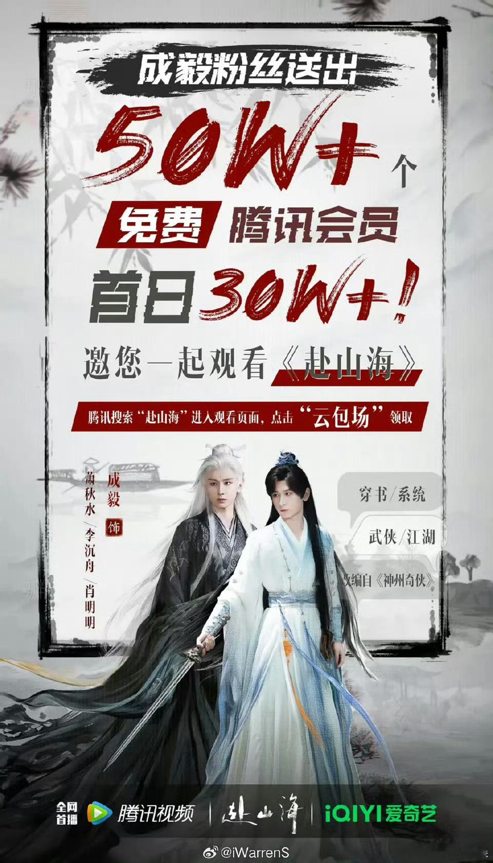 成毅粉丝云包场赴山海50万成毅粉丝首日云包场赴山海30万成毅粉丝云包场赴山海50
