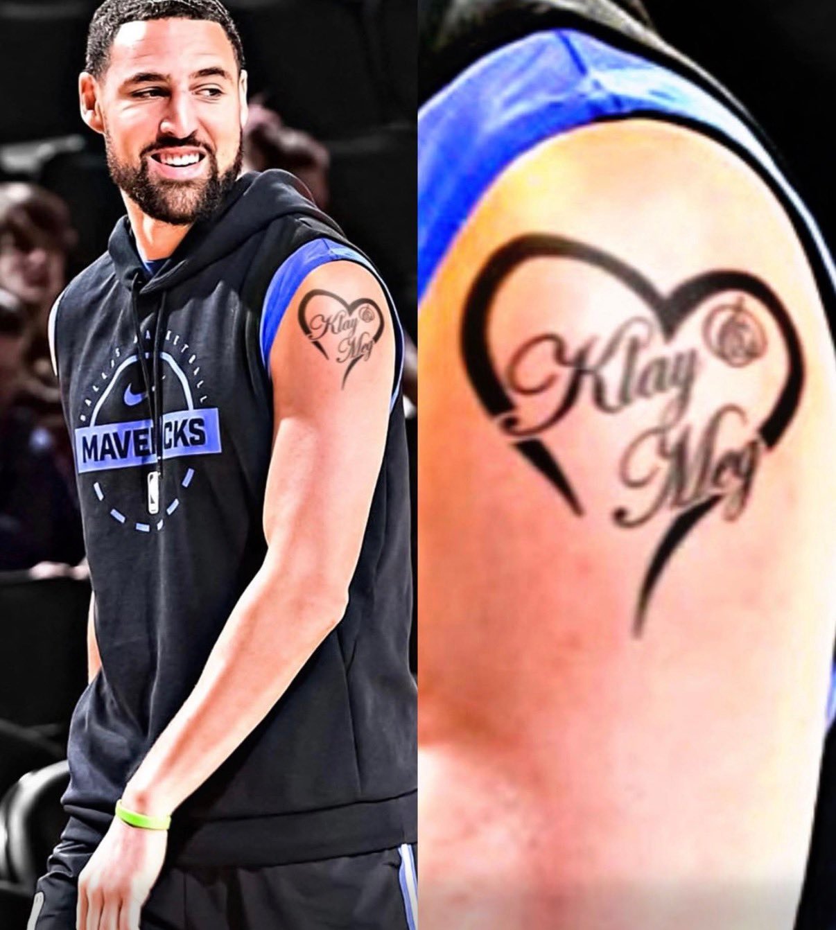 克莱纹身了 这是他和女友的名字 "Klay & Meg" 看来这段感情是你汤最有