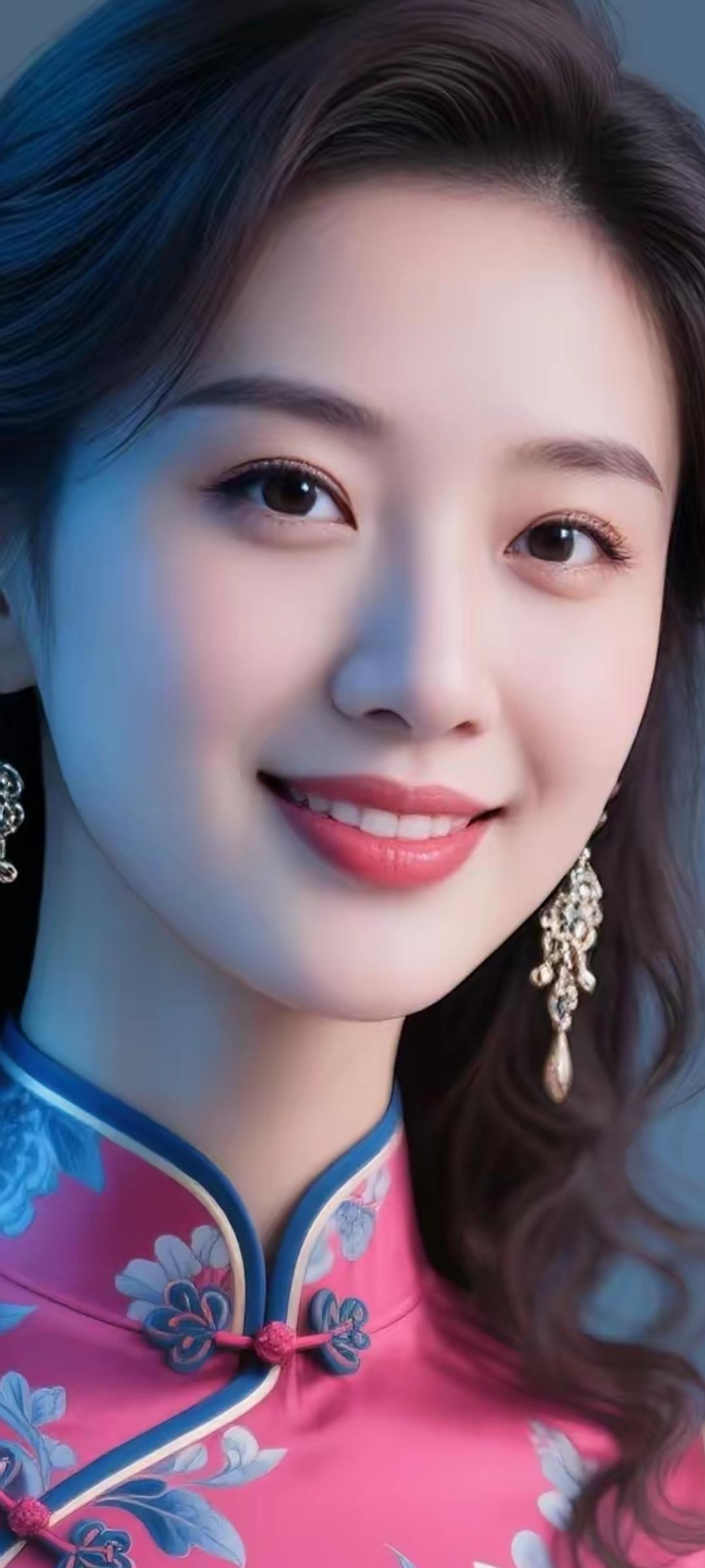 优雅东方美人，粉色旗袍尽显温婉气质