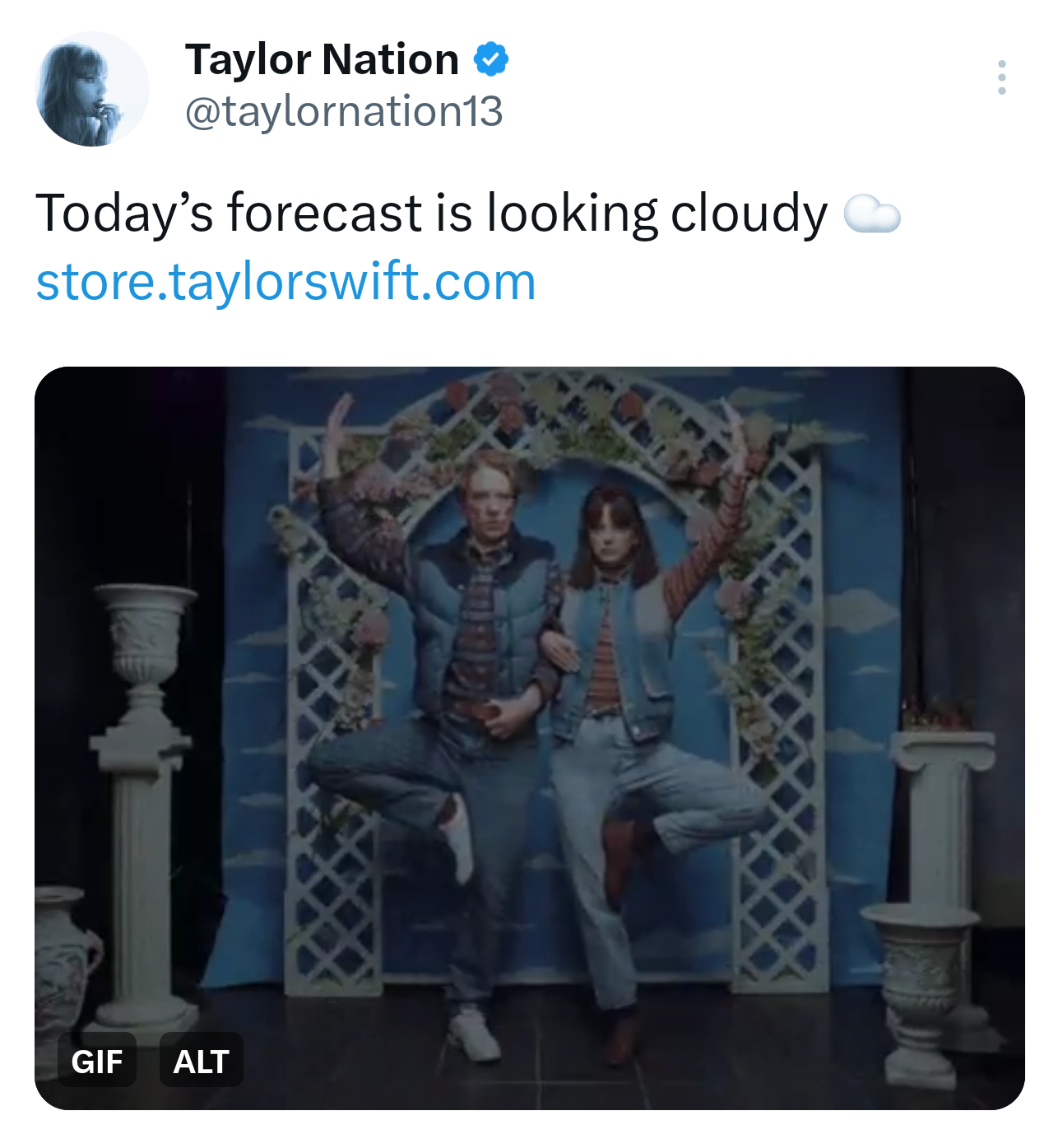 Taylor Nation发文：“今天的天气预报看起来是多云☁”Taylor S