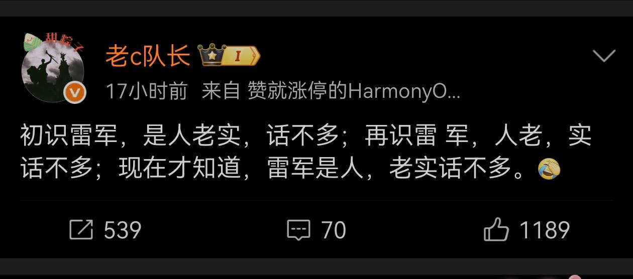 为什么要这样说雷总？