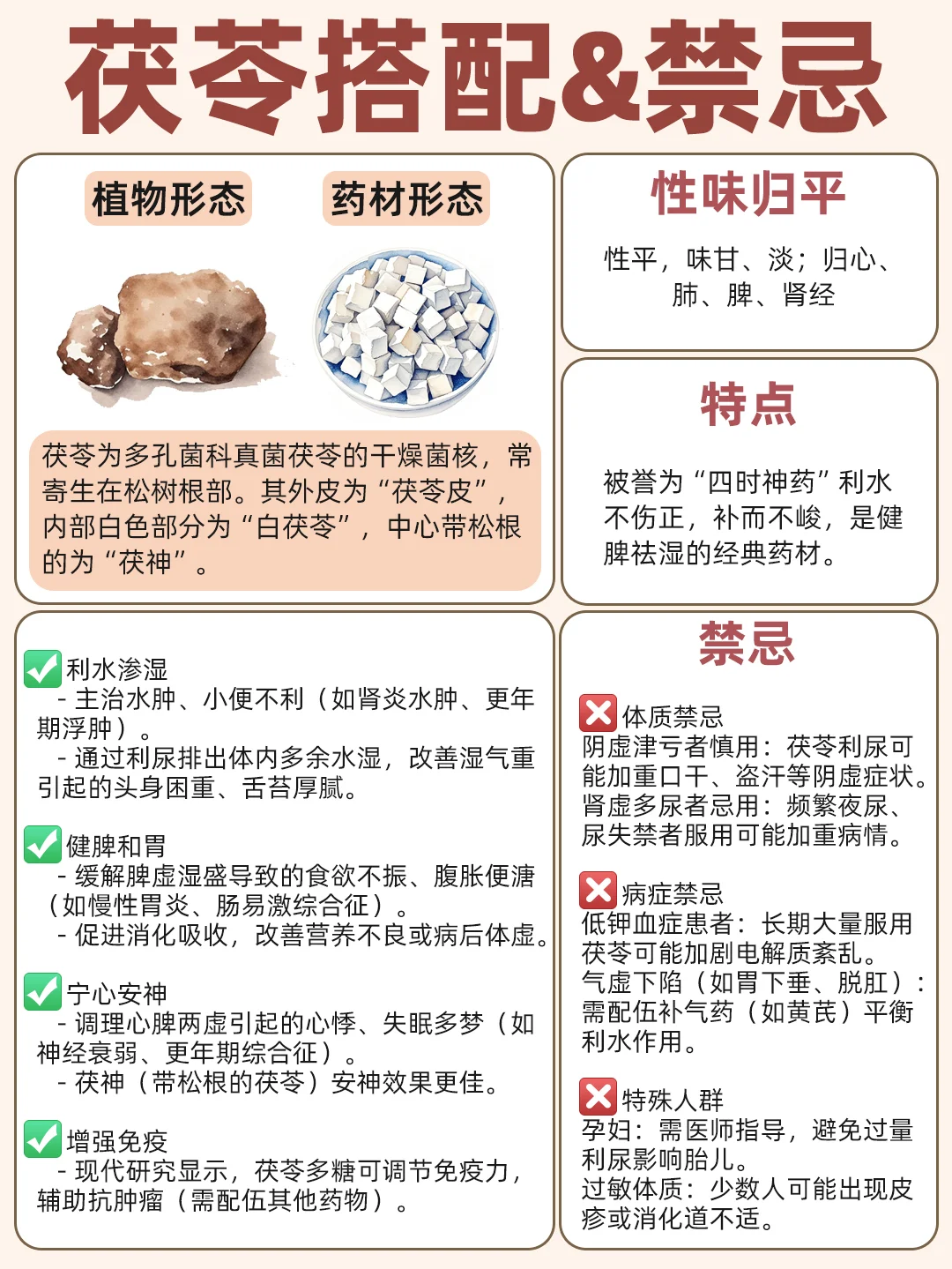 茯苓虽好，但别乱用｜搭配&禁忌‼️