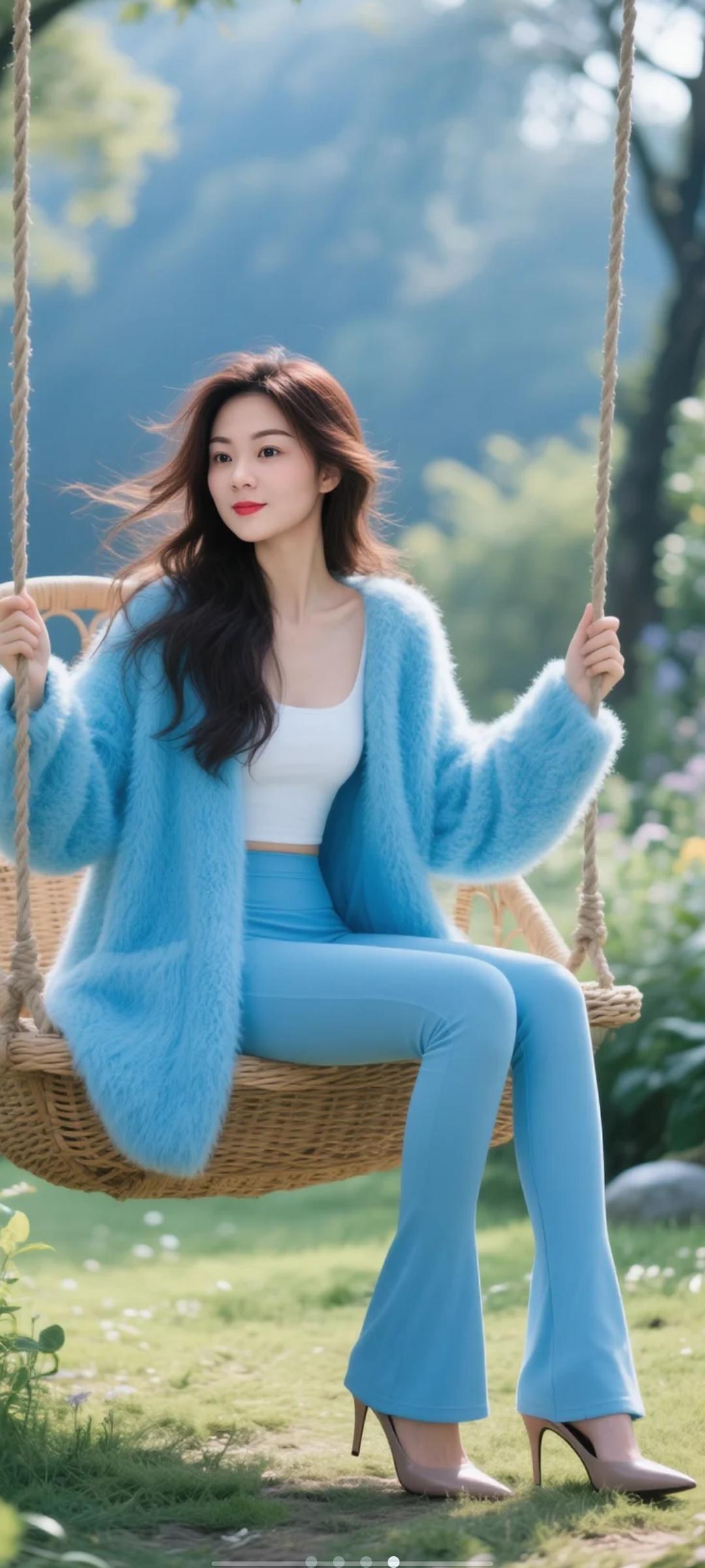 什么样的穿搭可以成为气质女神?梦幻电影感商业大片，精致渲染，午后绿意盎然的花园，