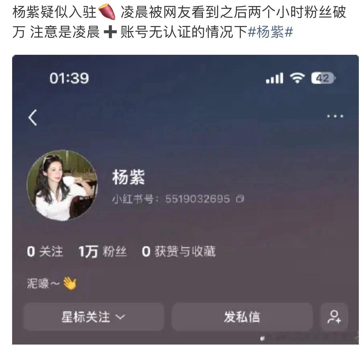 凌晨+无账号认证的情况下，杨紫🍠粉丝迅速破万的含金量！ 