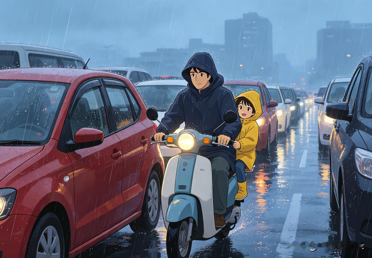 下雨天开车堵到怀疑人生，骑电瓶车反而成了“最优解”？别杠，听我给你算笔账！
 
