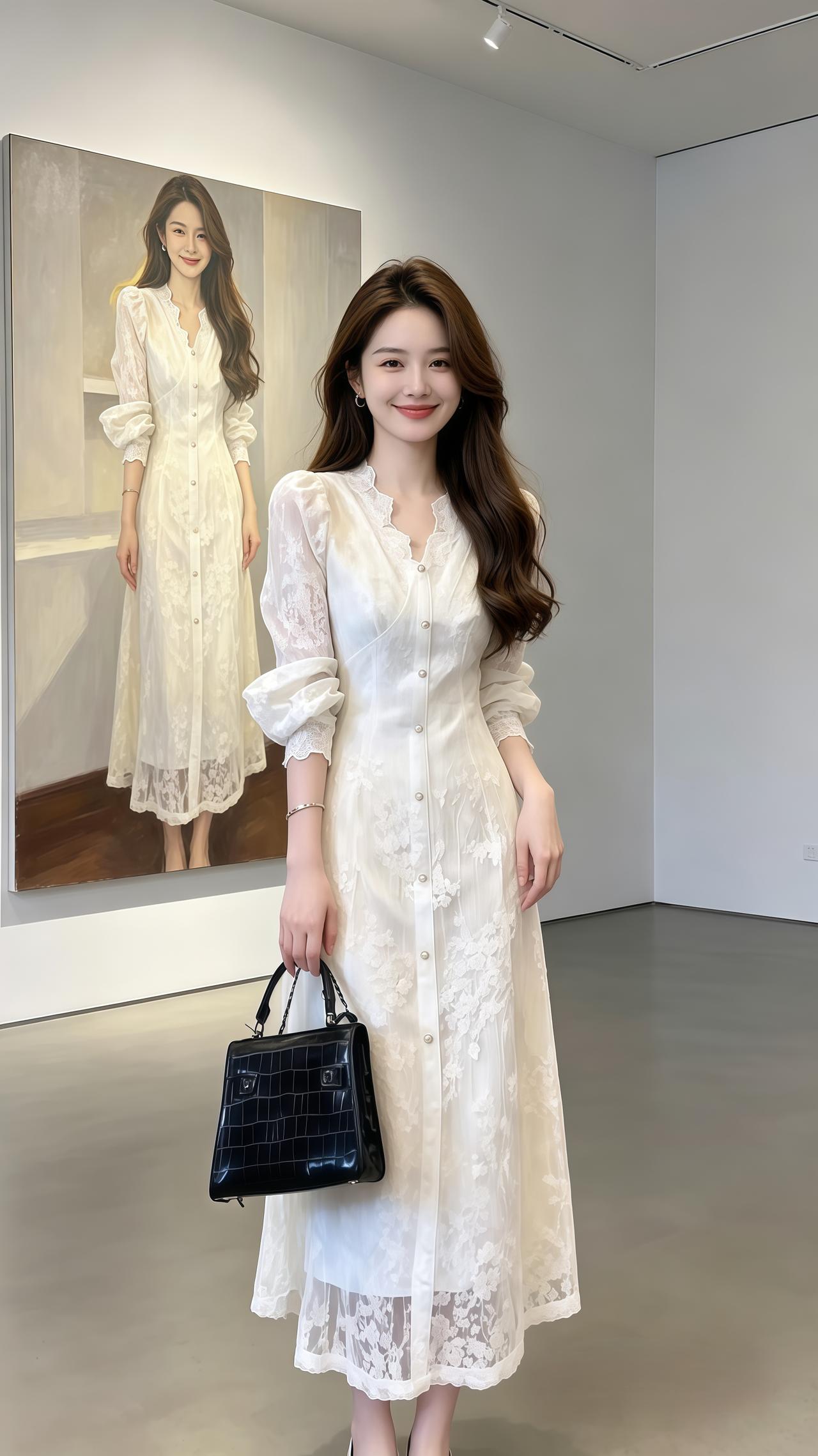 穿搭 仙女裙 连衣裙 法式时尚轻奢蕾丝连衣裙 高级感穿搭