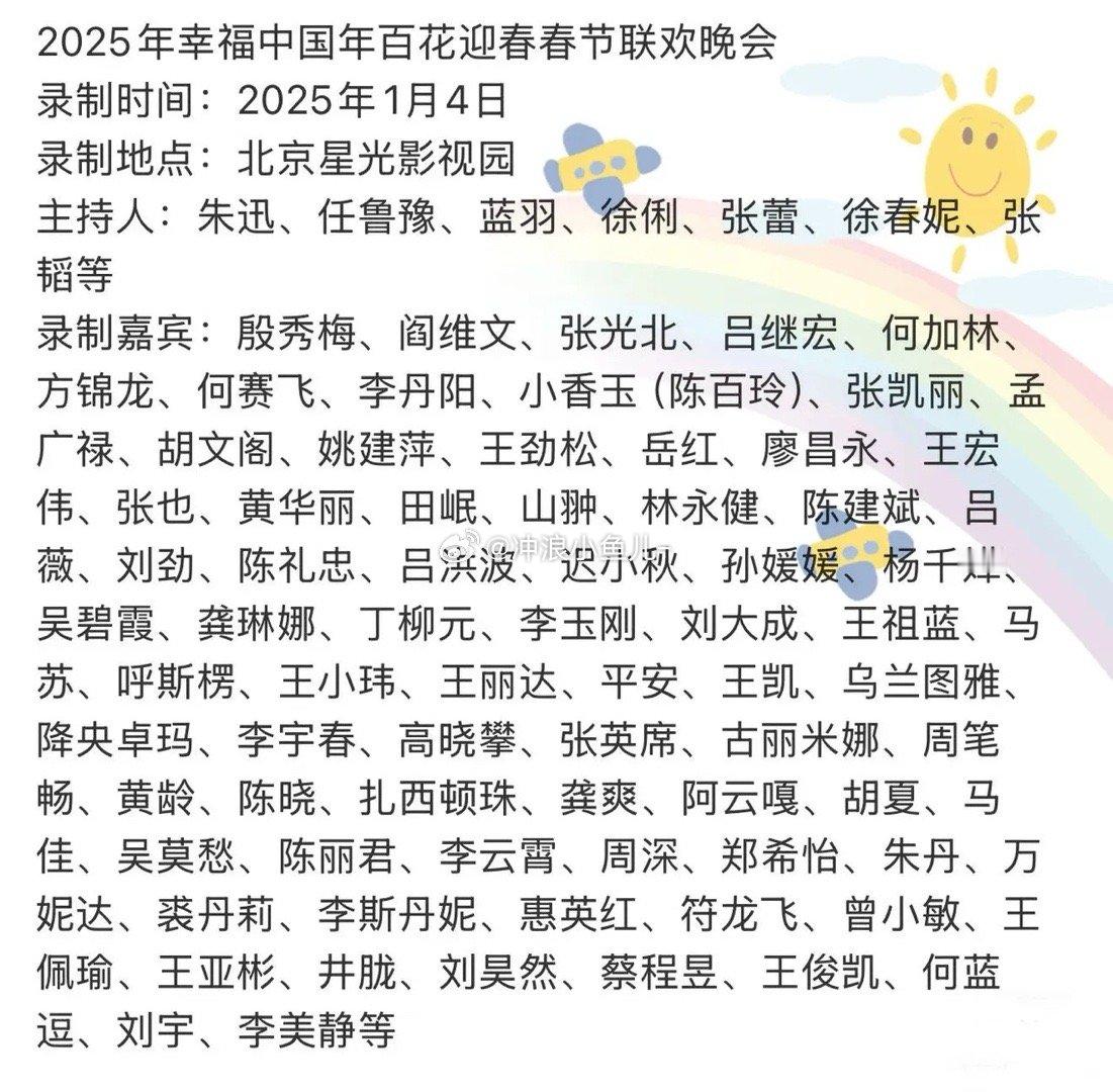 网传2025春晚录制嘉宾名单你最期待谁？ 