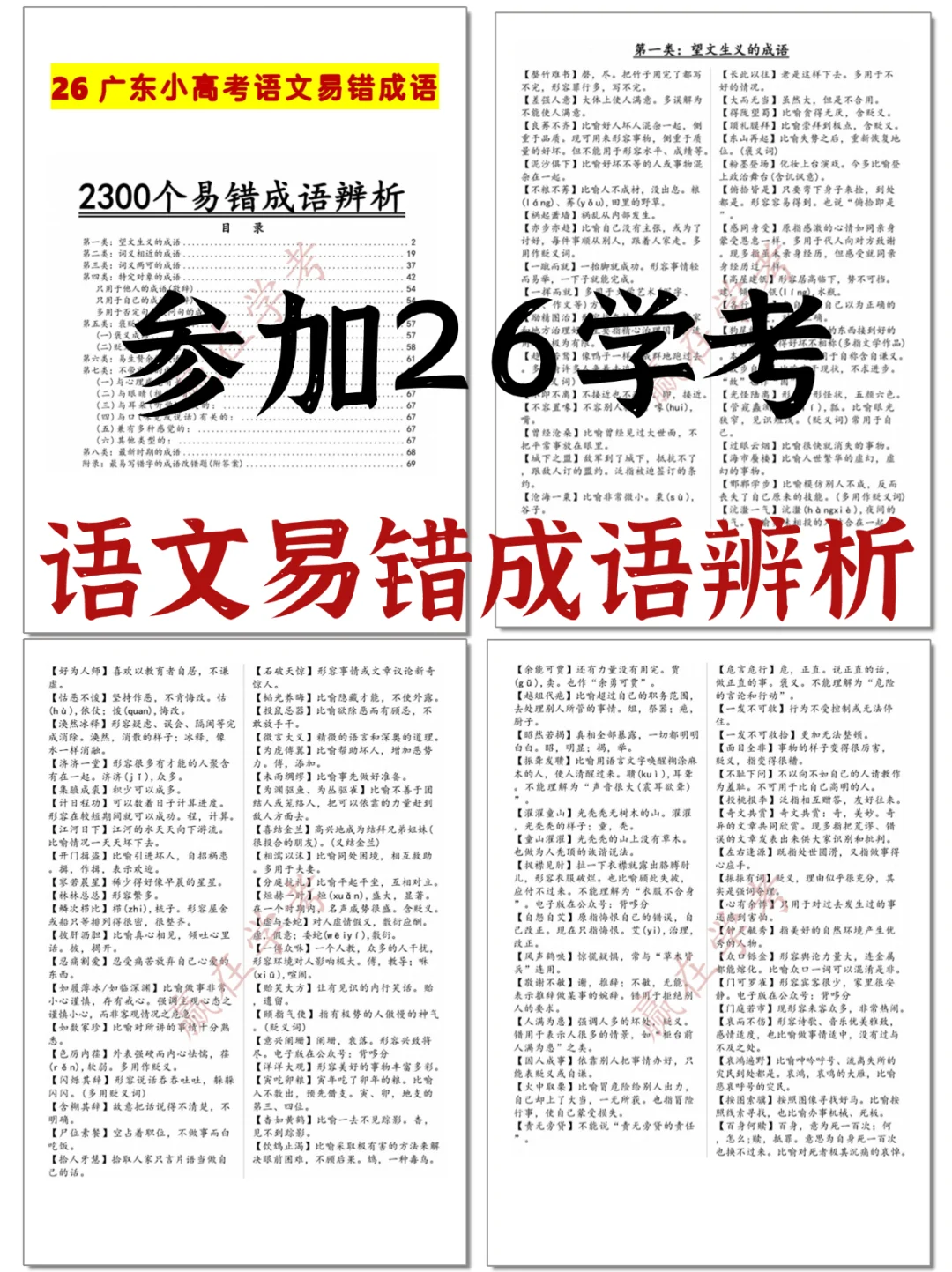 26广东春季高考|语文易错成语辨析