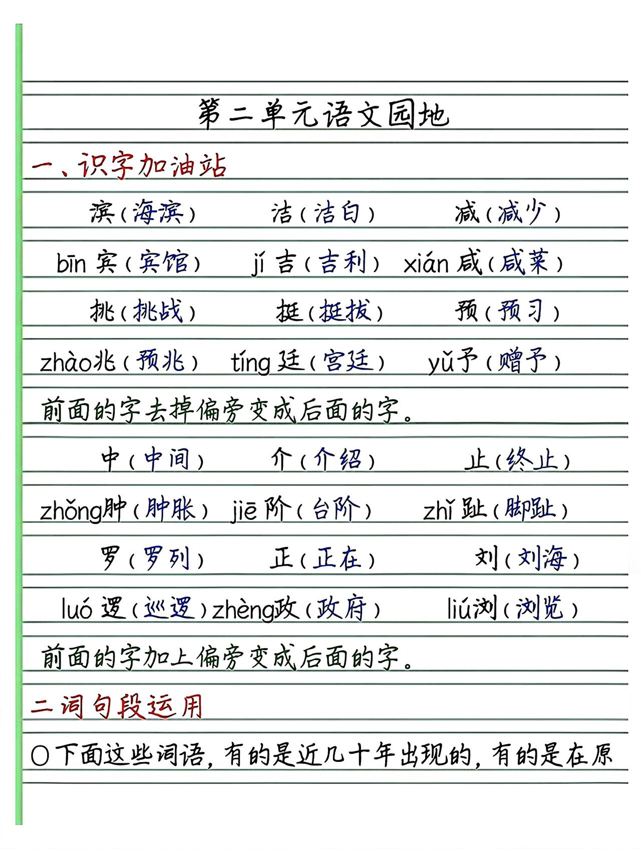 四年级下册语文，第二单元《语文园地二》词句段运用与日积月累知识点梳理，收藏复习巩