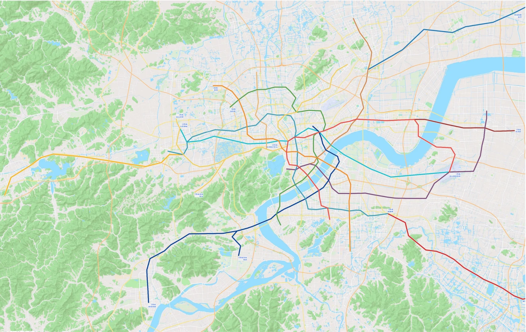 杭州地铁运营线路示意图（自制简易版）
