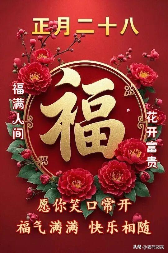 正月二十八，发发发
八方来财，财源滚滚
八方纳福，财气冲天
八方进宝，财路畅通