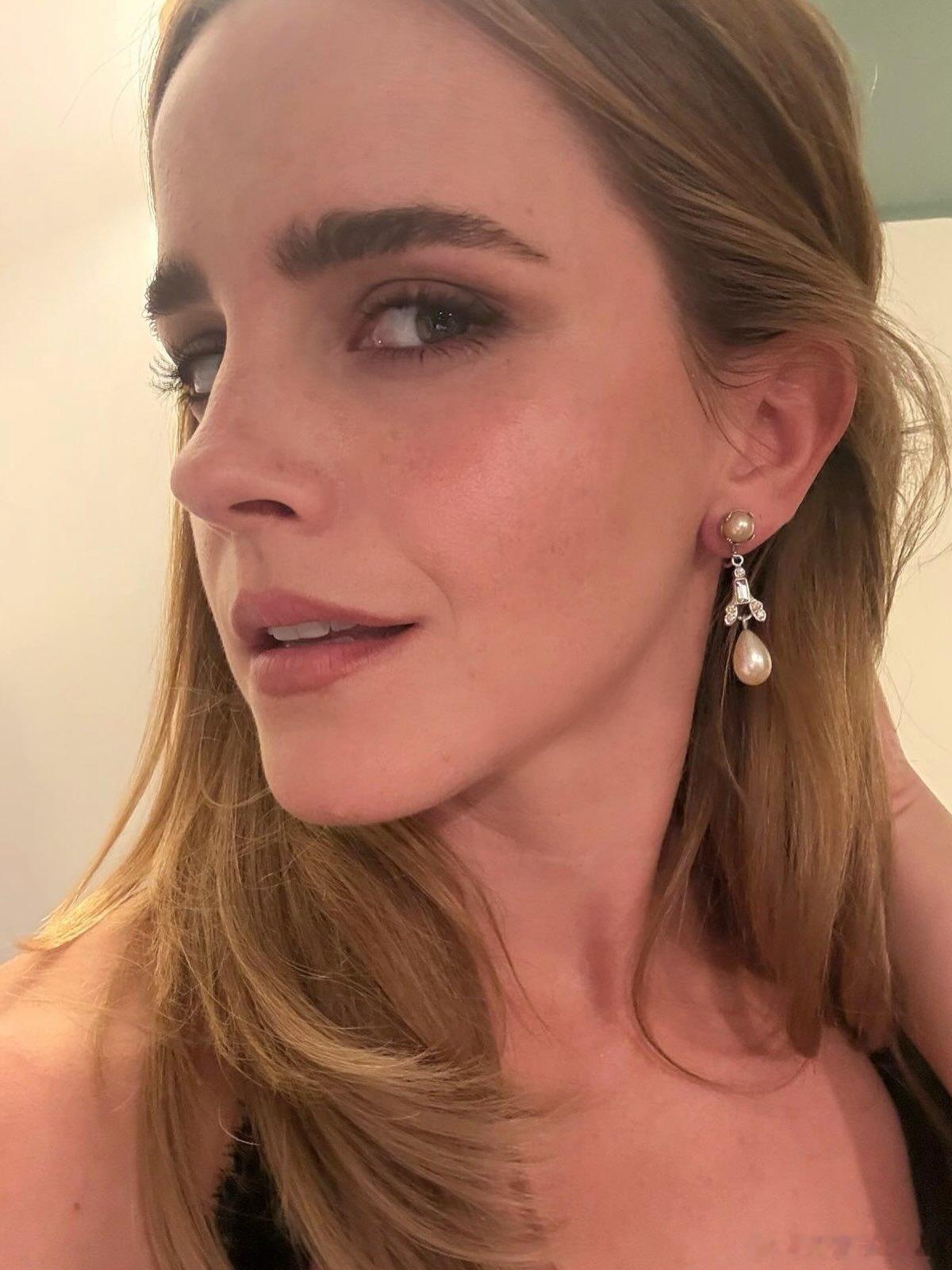 Emma watson艾玛沃特森昨日份妆造细节，参加了奥斯卡博物馆晚会的afte