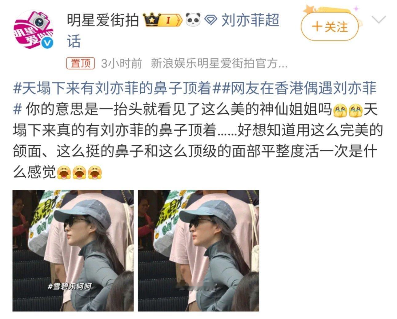 天塌下来有刘亦菲的鼻子顶着网友偶遇刘亦菲这种顶级骨相，我连呼吸都怕影响她周围的气