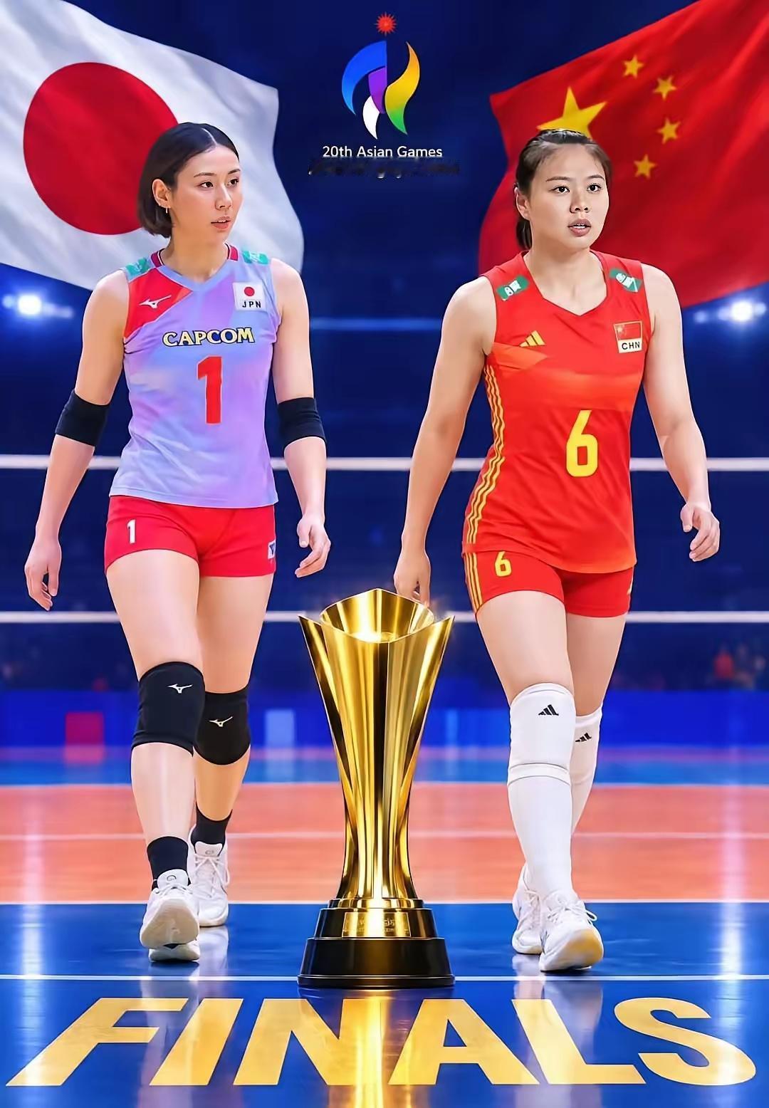 亚运会中日女排决赛，日本制作海报来一个神操作，把1.74米的日本女排队长和田由纪