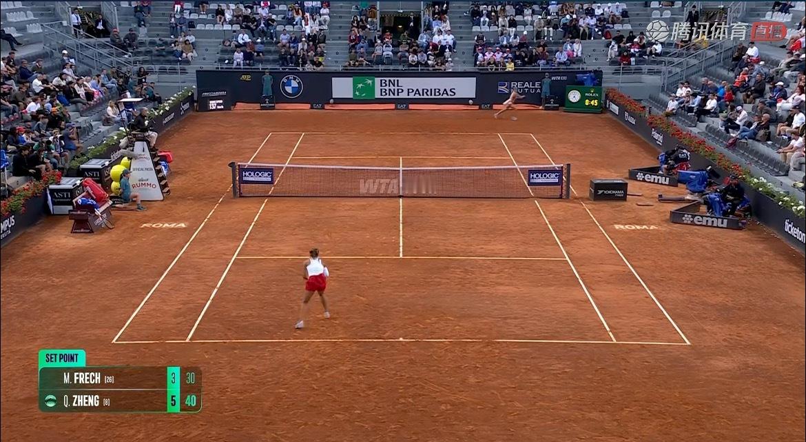 郑钦文vs弗莱彻6-3先下一盘，大比分1-0领先。 ​​​